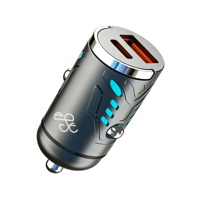 Chargeur de voiture double port PD 30W QC3.0 Type-C USB-A avec anneau de traction dissimulé pour une charge rapide et sécurisée pour téléphone, tablette, appareil photo - Offre Spéciale