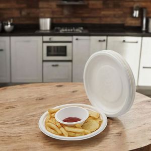 Assiette Ronde en Bagasse de 7 Pouces – Légère et Jetable – Choix Écologique pour Chaque Repas – Prix de Gros Direct Usine - Product Image 2