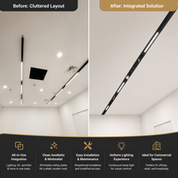 Système de rail de plafond en aluminium avec fente pour éclairage simple, aérateur CVC, tête d'incendie et détecteur de fumée