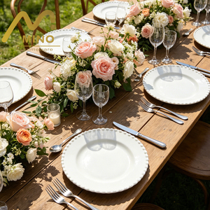 Platos de Cerámica con Borde de Perlas, Acabado Liso Blanco para Decoración de Mesa en Bodas y Fiestas, Venta al Por Mayor - Product Image 4