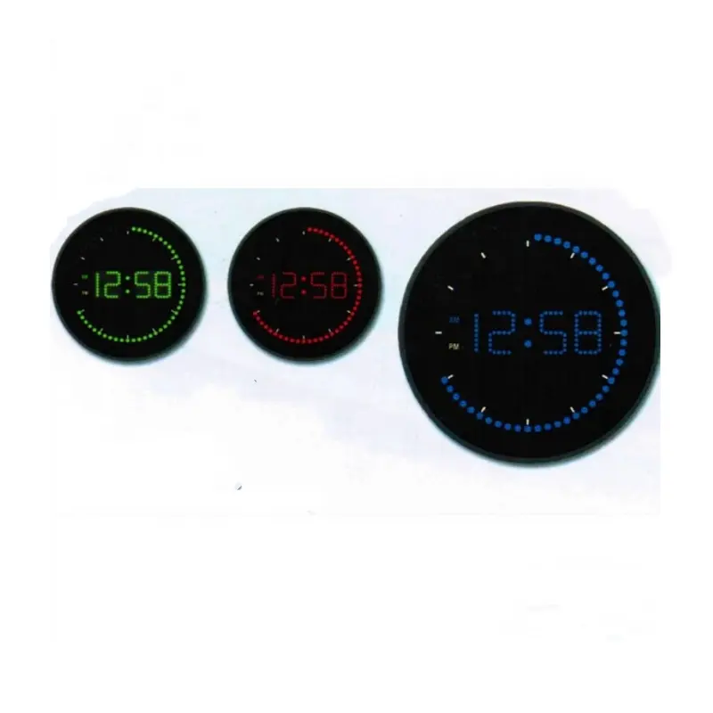 Round electric led digital clock wall mounted