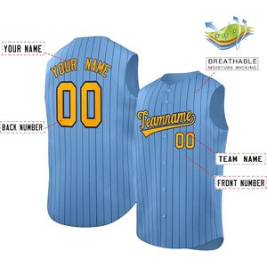 Maillot de baseball personnalisé sans manches à rayures fines, gilet entièrement boutonné, nom et numéro personnalisés, unisexe, adulte, vêtements de sport respirants - Product Image 2