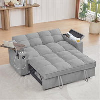 Canapé-lit convertible avec dossier réglable, chaise longue, table d'appoint, ports USB Type-C pour salon