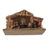 Crèche Catholique en Bois Peint en Résine, Ensemble de 25cm, Crèche de Noël, Crèche, Crèche