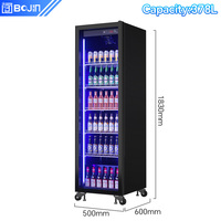 Congelador Vertical de Una Puerta con Control Digital de Temperatura para Refrigeración de Cerveza y Agua, Refrigerador Integrado para Exhibición de Bebidas en Supermercados