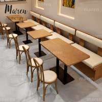 Canapé en cuir et bois moderne pour hôtels, restaurants, cafés, écoles, salles à manger, utilisation en extérieur, ensemble de tables et chaises