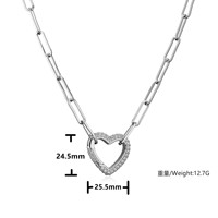 Chaîne trombone micro-incrustée de zircon en forme de cœur, plaquée laiton or 18 carats, universelle pour breloques DIY