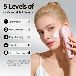 Nouvelle version améliorée Brosse nettoyante et chauffante électrique pour le visage Appareil de beauté Brosse exfoliante en silicone pour le nettoyage du visage - Product Image 2