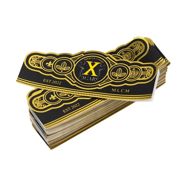 custom private seal gold foil cigar band ring packaging labels stickers printing