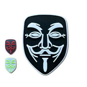 3D нашивка из ПВХ ручной работы, термоклеевая, с изображением маски Вендетты, для головных уборов, сумок, аксессуар для улицы, производство Китай - Product Image 1