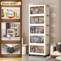 Armoire de Rangement Pliante en Plastique Multi-Niveaux de 40-80 cm de Large pour Jouets Bébé et Enfants, Salon et Maison