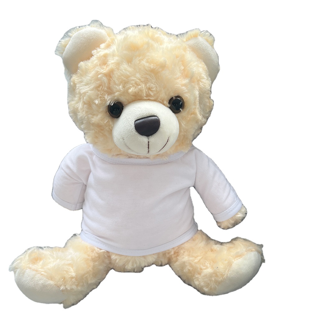 RubySub White Polyester Doll Clothing Shirt Sublimation Teddy Bear Tshirts Blanks