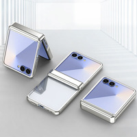 Funda Plegable de Lujo Electrochapada para Samsung Galaxy Z Flip 8 7, con Cobertura Total de la Bisagra, a Prueba de Golpes, Antiarañazos, de Vidrio Templado