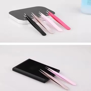 Classic Stainless Steel Eyebrow Tweezers 4 Styles Slanted Pointed <b>Black</b> Brow Tool - Product Image 3