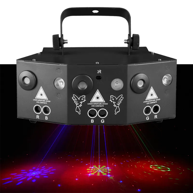 ZHONGKE 12 yeux mini laser disco lumières projecteur laser éclairage rythme activé rvb laser pour chambre éclairage spectacle