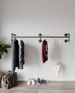 Black <strong>Wall</strong> Mounted Hanging Pipe <strong>Clothes</strong> Rack <strong>Rail</strong>, Garment <strong>Clothes</strong> Hanging Rack for <strong>Clothes</strong> - Product Image 1