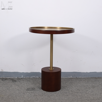 Nordique doré Simple moderne rond en bois Base canapé côté Service boisson Table petite Table basse pour salon