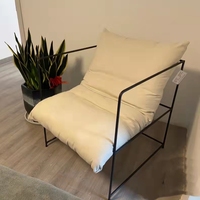 Fauteuil simple et souple en métal blanc, design nordique, pour salon, chambre à coucher, balcon, ensemble de loisirs, fauteuil