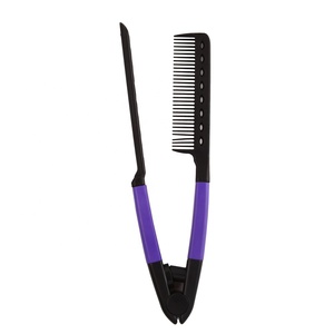 <span class=keywords><strong>Pas</strong></span> <span class=keywords><strong>cher</strong></span> carbone fiberhair V forme pliable salon défriser les cheveux brosse cheveux lisseur peigne en gros - Product Image 4