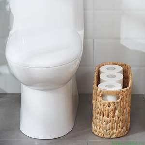 Support de papier toilette en jacinthe d'eau naturelle tressé à la main avec poignées intégrées pour salle de bain – Offre spéciale - Product Image 4