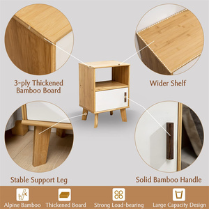Modern Custom <strong>Bamboo</strong> Nightstand Wholesale <strong>Bedside</strong> <strong>Table</strong> with Drawer for Bedroom Furniture Wood Night Stand for Home Use - Product Image 3
