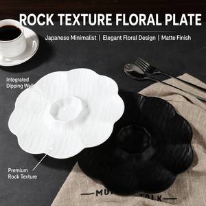 Plato para Dumplings Japoneses con Salsita, Textura de Piedra, Melamina Irrompible, Forma de Flor, Bandeja para Sushi para Restaurante y Uso Doméstico - Product Image 4