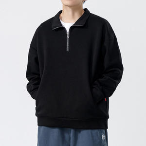 Nueva llegada invierno cálido forro de felpa diseño suelto gráfico personalizado media cremallera cuello Unisex pulóver sudadera - Product Image 2