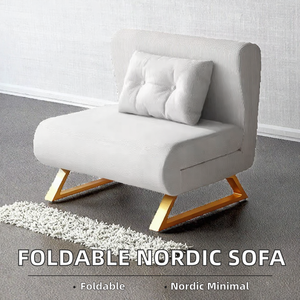 Nordic Foldable <b>Sofa</b> <b>Bed</b> Fabric Upholstered Sleeper Chair for Bedroom Apartment Living Room - Product Image 2