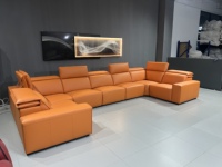 Canapé de cinéma maison haut de gamme, tissu chenille en padauk birman, canapé d'angle électrique fonctionnel en U pour salle audiovisuelle et KTV