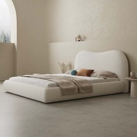 Meubles de maison modernes, lit en tissu taille Queen pour chambre à coucher, style nordique simple et luxueux, lit king-size en bois massif blanc pour hôtel