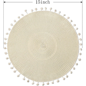 Cotton and Lace Fabric Place Mats Set 38cm Round Dining <b>Table</b> Food Mat Waterproof Plaid Style Wedding Slopes Down Place Mat - Product Image 4