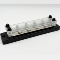 Barre de distribution double bus 2P 4P avec goujons de borne M6 150A DC 48V en laiton, avec couvercle anti-poussière transparent en PC pour voiture, bateau, camping-car