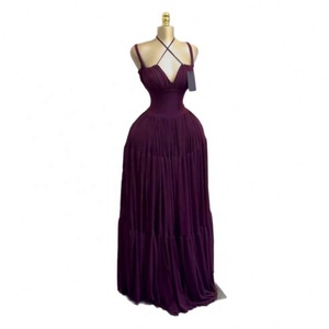 Abito Lungo con Spalline Stile Vacanza al Mare, Nuovo Arrivo Estate 2026, Sexy ed Elegante, con Pieghe, per Donna (Europa e America) - Product Image 1