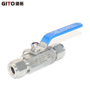 Válvula de Bola GITO de Acero Inoxidable 304 de 3/8'' con Doble Compresión, Diseño de Paso Directo, 1000 PSI - Product Image 3