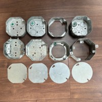 Boîtier de jonction octogonal en acier galvanisé 4x4, profondeur 2-1/8 po, pour connecteur de conduit EMT, plaque de couvercle, montage mural