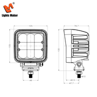 Luz de Trabajo LED Cuadrada de 4.4 Pulgadas y 45W, 9 Chips Lunimus, IP67 Impermeable, 2000LM, Haz de Luz Concentrado, Lámpara de Conducción para Camioneta SUV LML-0809-45