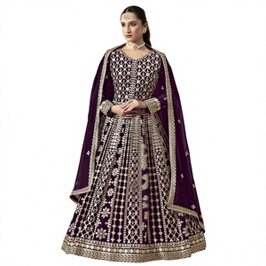 Ropa de mujer india y pakistaní Diseñador pesado Georgette Dupatta Set Codding Bordado Ambos lados Trabajo Estilo de diseñador de lujo - Product Image 1