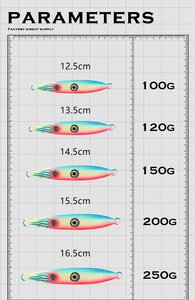 เหยื่อตกปลาโลหะรูปกระดูกมังกร ขนาด 120 กรัม 150 กรัม 200 กรัม 5 สี เรืองแสงเต็มตัว สว่างมาก พร้อมตา 3 มิติ สำหรับตกปลาทะเล เช่น ปลากะพง ปลาแซลมอน - Product Image 6