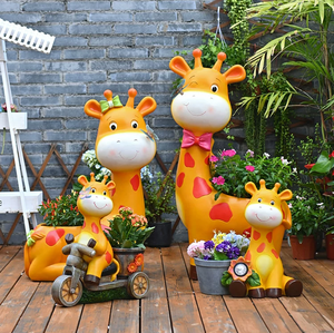 Adorable y creativo adorno de maceta con forma de jirafa de dibujos animados, familia de cuatro, para decoración del hogar. - Product Image 6