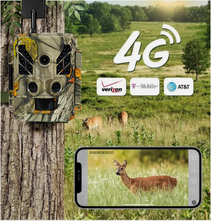 Wildlife Camera Outdoor Cellular Hunting Camera 1080P LTE 4G SIM Card Cloud Storage Trail Camera