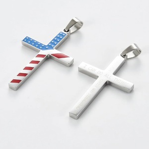 Pendentif religieux américain en forme de croix, étoiles et rayures, pour hommes et femmes, en acier titane, breloques drapeau américain, chaîne Hip Hop, bijoux cadeaux, 1 pièce - Product Image 5