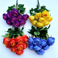 Neun-Zweige-Schneeberg-Rosenbündel: Kernrosen für Blumenarrangements, Indoor-Landschaftsgestaltung, Kunstblumen aus Kunststoff und Seide