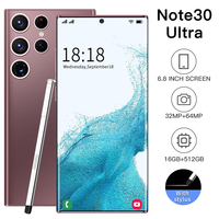 Smartphone Note 30 6,8 pouces 32+64MP Deca Core LTE 4G 5G Déverrouillage facial 120Hz Android 12.0