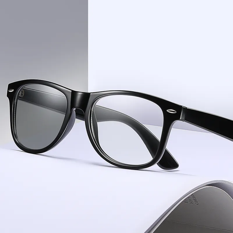 Kacamata Photoromik UV400 Pria, Lensa Mata Kotak Penghalang Cahaya Biru, Grosir