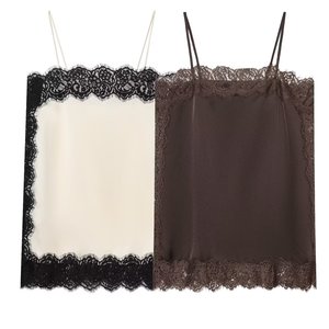 PB&ZA - Blusas <span class=keywords><strong>de</strong></span> <span class=keywords><strong>Tirantes</strong></span> <span class=keywords><strong>de</strong></span> <span class=keywords><strong>Encaje</strong></span> con Textura <span class=keywords><strong>de</strong></span> Satén <span class=keywords><strong>de</strong></span> Seda para Mujer, Estilo Vintage, Espalda Descubierta, <span class=keywords><strong>Camisetas</strong></span> Elegantes para Mujer, Novedad <span class=keywords><strong>de</strong></span> 2025 - Product Image 6