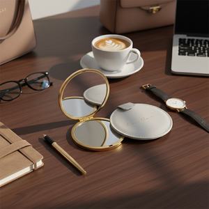 Professional Customization Compact <b>Mirror</b> Custom Pocket <b>Mirror</b> Logo Makeup <b>Mirror</b> with White PU Pouch - Product Image 4