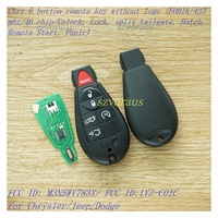 Clé télécommande Chry à 6 boutons sans logo (FOBIK/433 Mhz/Puce 46/Déverrouillage, Verrouillage, Ouverture de hayon, Démarrage à distance, Fonction panique)