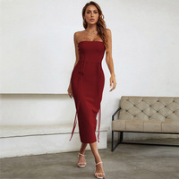 Robe de soirée moulante mi-longue sans manches en polyester avec empiècements en résille, style noble européen et américain, collection Printemps-Été