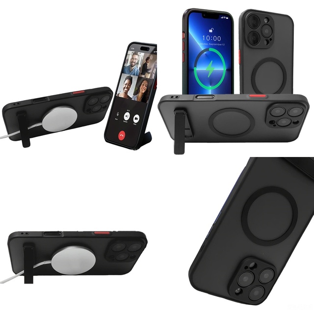 Translucent Magnetic Kickstand Cover for iPhone 16 Pro Max 17 Air 15 14 13 12 11 Plus, Case with Holder, Sublimation Phone Cases