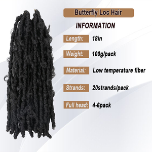Cabelo de crochê sintético borboleta de crochê, cabelo macio de deusa pré-<span class=keywords><strong>loop</strong></span> de 20 fios, 14in 18in 24in 36in - Product Image 4